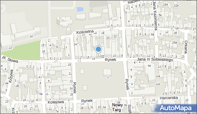 Nowy Targ, Rynek, 13, mapa Nowego Targu