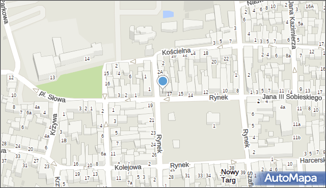 Nowy Targ, Rynek, 18, mapa Nowego Targu