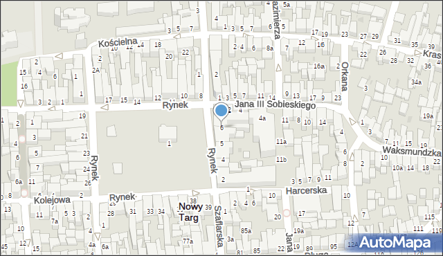 Nowy Targ, Rynek, 6, mapa Nowego Targu
