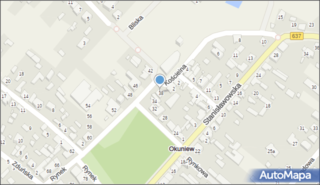 Okuniew, Rynek, 38, mapa Okuniew