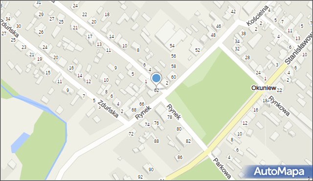 Okuniew, Rynek, 62, mapa Okuniew