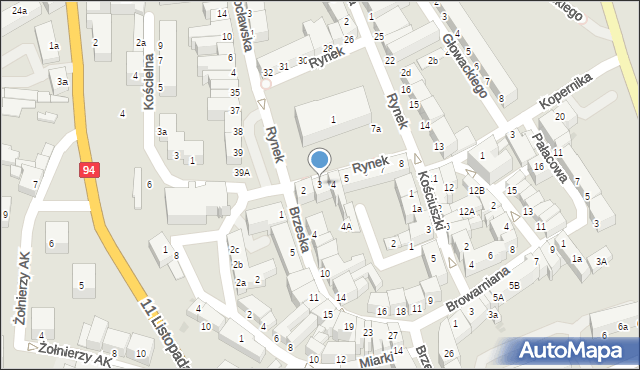 Oława, Rynek, 3, mapa Oława