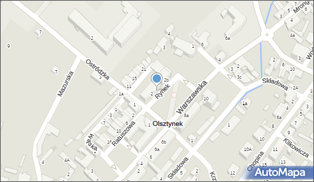 Olsztynek, Rynek, 2a, mapa Olsztynek