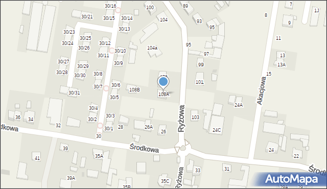 Opacz-Kolonia, Ryżowa, 108A, mapa Opacz-Kolonia