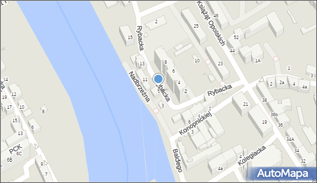 Opole, Rybacka, 5, mapa Opola