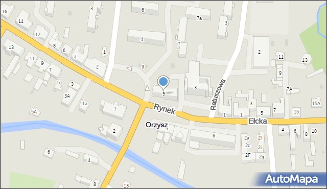 Orzysz, Rynek, 5, mapa Orzysz