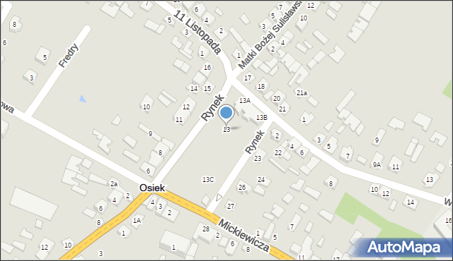 Osiek, Rynek, 13, mapa Osiek