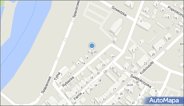 Ostrołęka, Rybacka, 11, mapa Ostrołęka