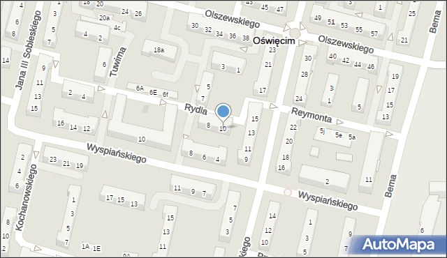 Oświęcim, Rydla Lucjana, 10, mapa Oświęcimia