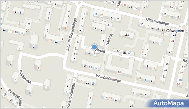 Oświęcim, Rydla Lucjana, 4, mapa Oświęcimia
