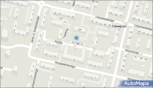 Oświęcim, Rydla Lucjana, 6D, mapa Oświęcimia