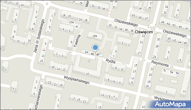 Oświęcim, Rydla Lucjana, 6G, mapa Oświęcimia