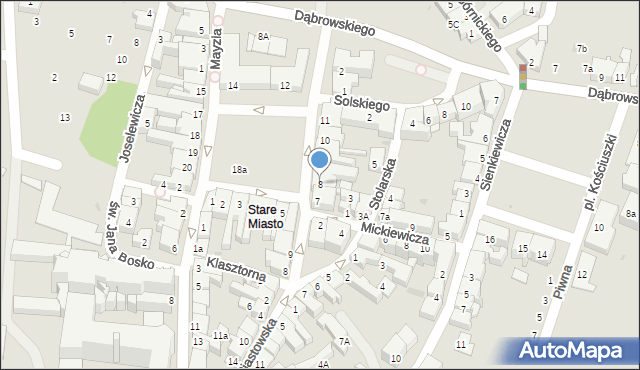 Oświęcim, Rynek Główny, 8, mapa Oświęcimia