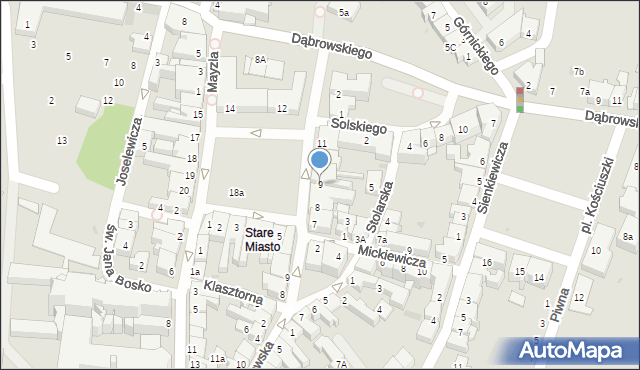 Oświęcim, Rynek Główny, 9, mapa Oświęcimia