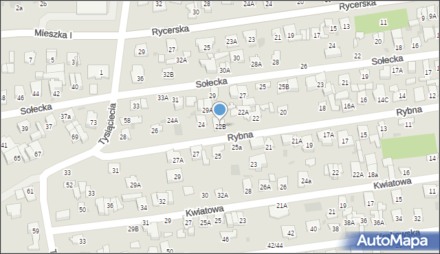Otwock, Rybna, 22B, mapa Otwock