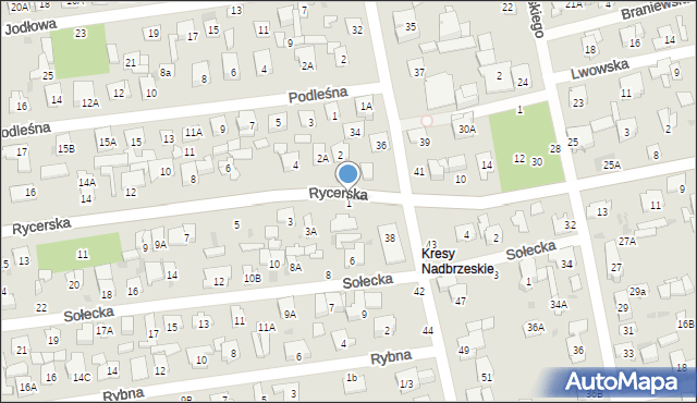 Otwock, Rycerska, 1, mapa Otwock