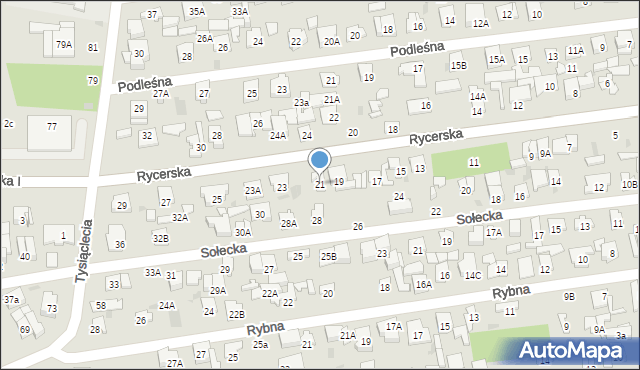 Otwock, Rycerska, 21, mapa Otwock