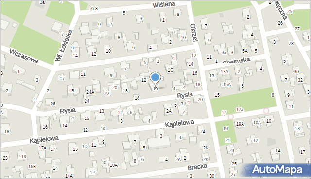 Otwock, Rysia, 10, mapa Otwock
