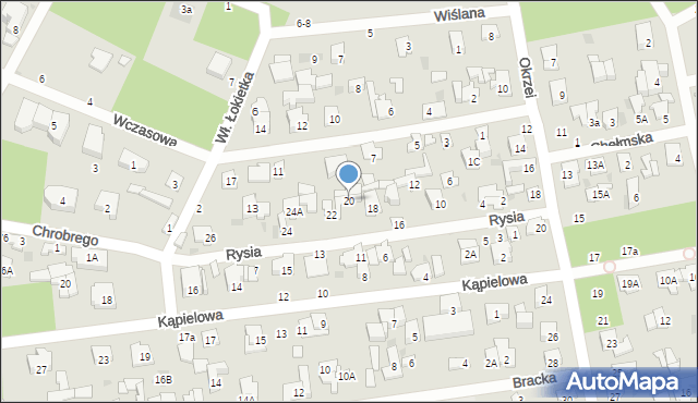 Otwock, Rysia, 20, mapa Otwock