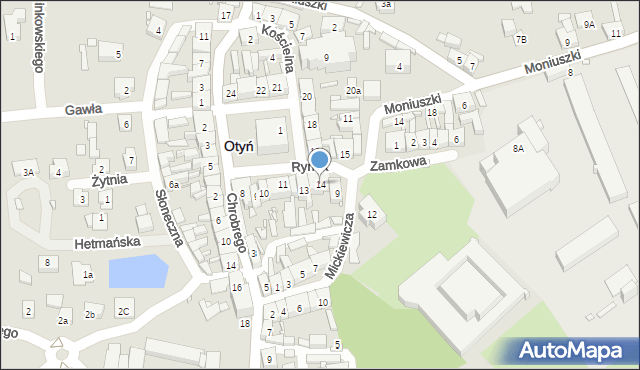 Otyń, Rynek, 14, mapa Otyń