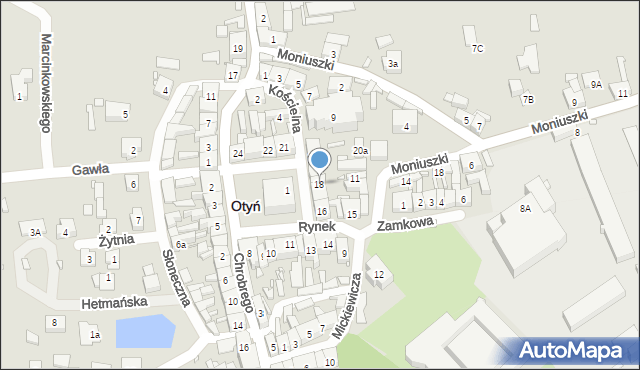 Otyń, Rynek, 18, mapa Otyń