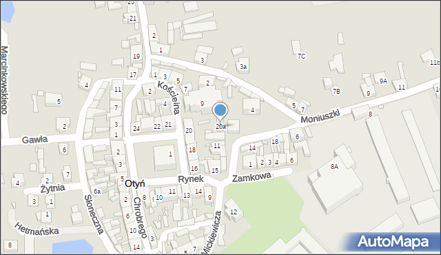 Otyń, Rynek, 20a, mapa Otyń