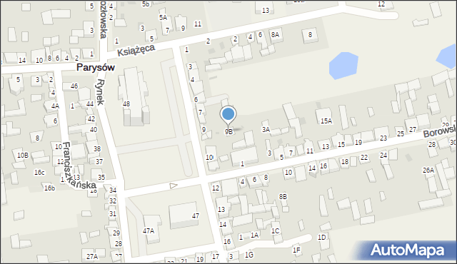 Parysów, Rynek, 9B, mapa Parysów