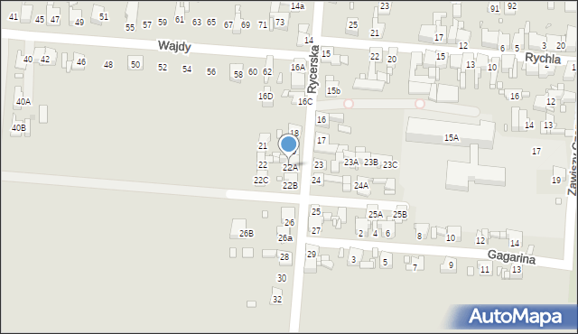 Piekary Śląskie, Rycerska, 22A, mapa Piekary Śląskie