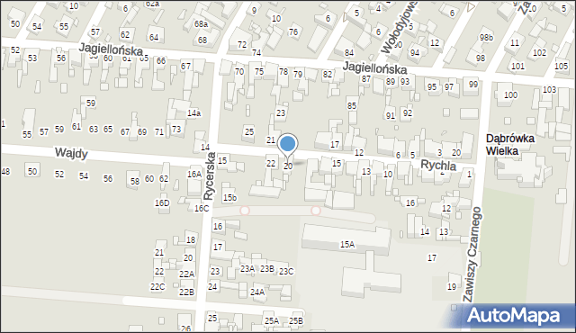 Piekary Śląskie, Rychla, 20, mapa Piekary Śląskie