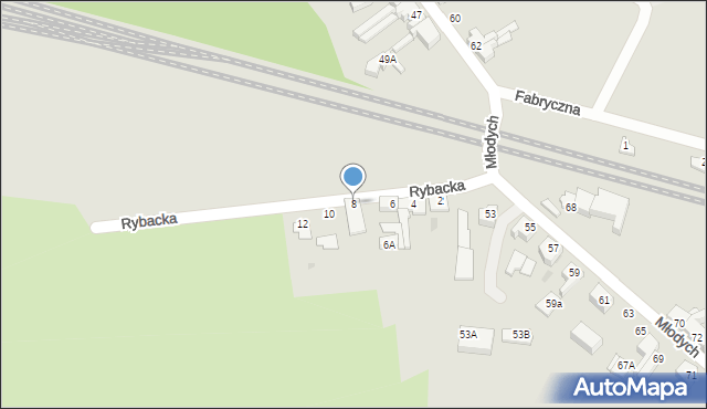 Piła, Rybacka, 8, mapa Piły