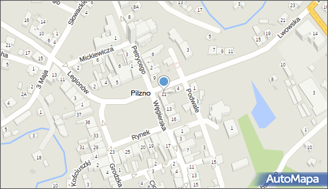 Pilzno, Rynek, 11, mapa Pilzno