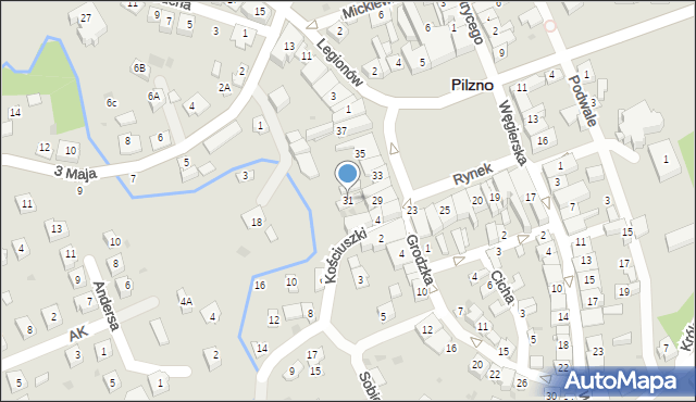 Pilzno, Rynek, 31, mapa Pilzno