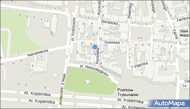 Piotrków Trybunalski, Rycerska, 9, mapa Piotrków Trybunalski