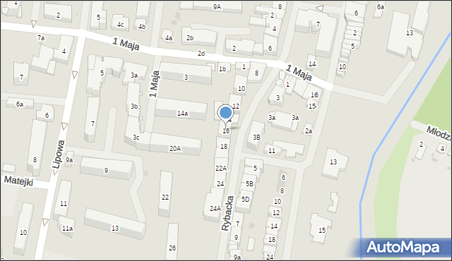 Pisz, Rybacka, 16, mapa Pisz