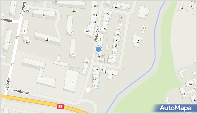Pisz, Rybacka, 9b, mapa Pisz