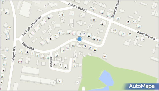 Pogorzela, Rycerska, 22, mapa Pogorzela
