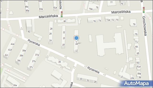 Poznań, Rycerska, 14, mapa Poznania