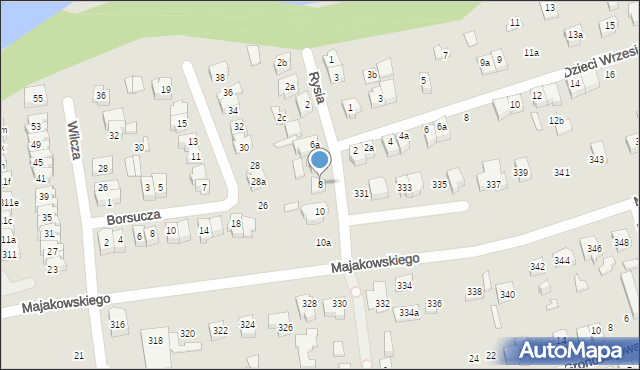 Poznań, Rysia, 8, mapa Poznania