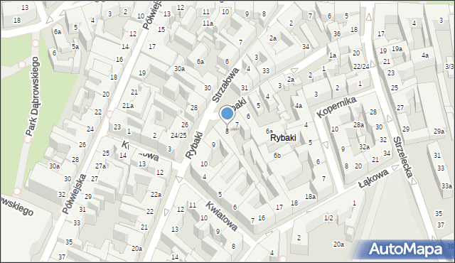 Poznań, Rybaki, 8, mapa Poznania