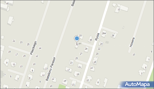 Pruszków, Rysia, 31, mapa Pruszków