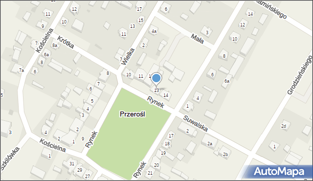 Przerośl, Rynek, 13, mapa Przerośl