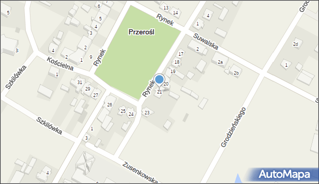Przerośl, Rynek, 21, mapa Przerośl