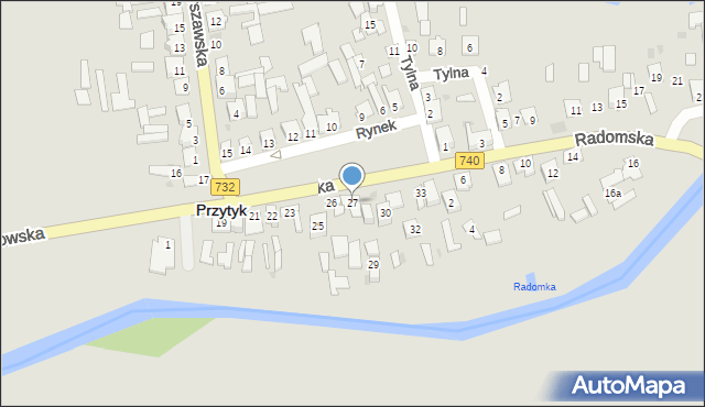 Przytyk, Rynek, 27, mapa Przytyk