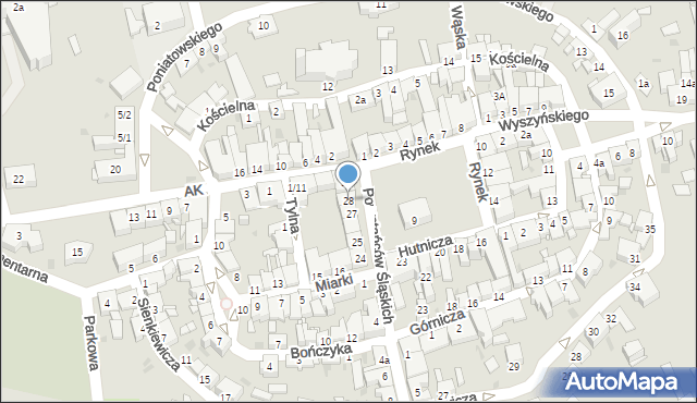 Pyskowice, Rynek, 28, mapa Pyskowice