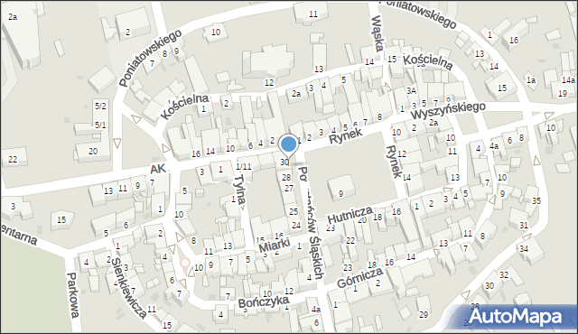 Pyskowice, Rynek, 29-30, mapa Pyskowice