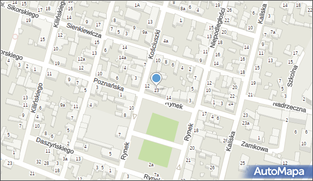 Pyzdry, Rynek, 13, mapa Pyzdry