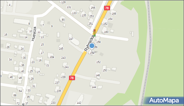 Radlin, Rybnicka, 154, mapa Radlin