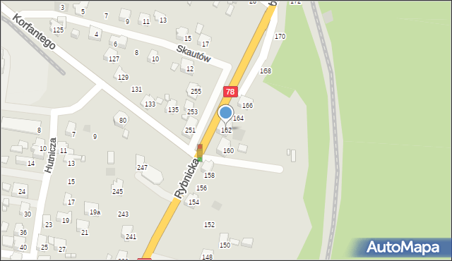 Radlin, Rybnicka, 162, mapa Radlin