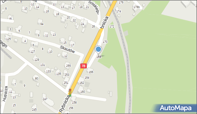 Radlin, Rybnicka, 168, mapa Radlin