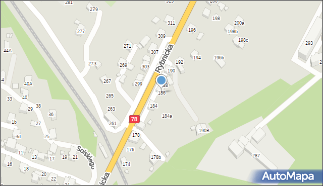 Radlin, Rybnicka, 186, mapa Radlin